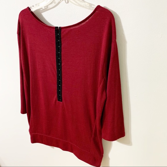 Ann Taylor LOFT Three Quarter Sleeve Knit Top Exposed Zipper Scoop Neckline - Picture 4 of 8